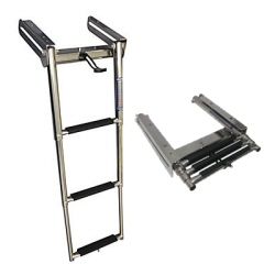 3 Step Foldable Boat Ladder,Stainless Steel Marine Foldable Pontoon Boat Ladder with Rubber Grips Folding Boarding Ladder for Fishing Boat Swimming Pool Docks Kayak Yacht Speedboats