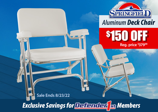 Defender 1st Members Save $150 Off Springfield Aluminum Deck Chairs, Sale Ends