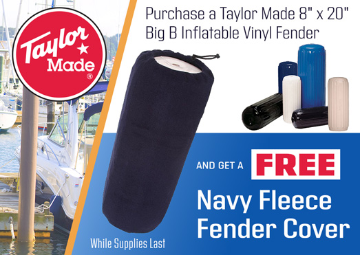 Get a Free Navy Fleece Fender Cover with the purchase of Taylor Made Big B Inflatable Vinyl Fender 8