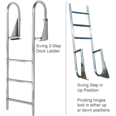 International Dock / Seawall Swing Dock Ladder - 4 Comfort Steps