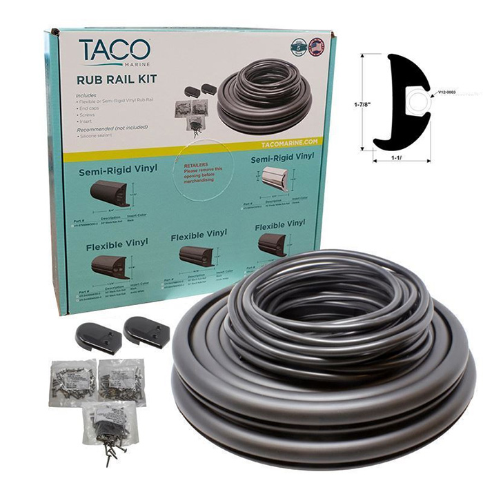 TACO Marine V11-2423 Flexible Vinyl Rub Rail Kit -70 ft -Black w/ Black Insert