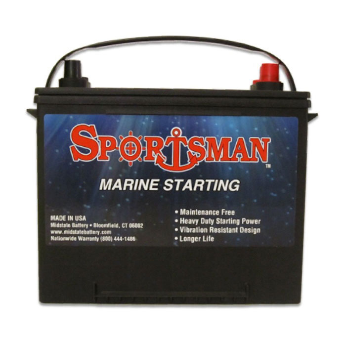 Sportsman Starting Marine Battery 12 Volt Lead Acid, Group 24 75 Amp Hr Defender Marine