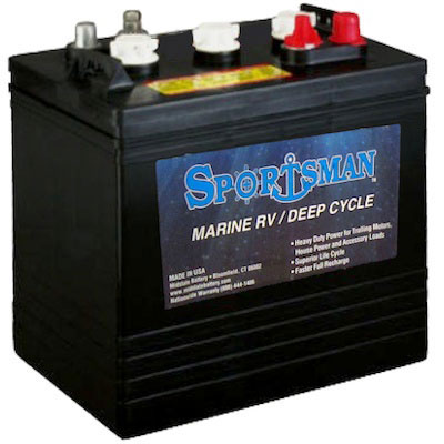 Sportsman Deep Cycle Marine Battery 6 Volt Lead Acid, Group GC2