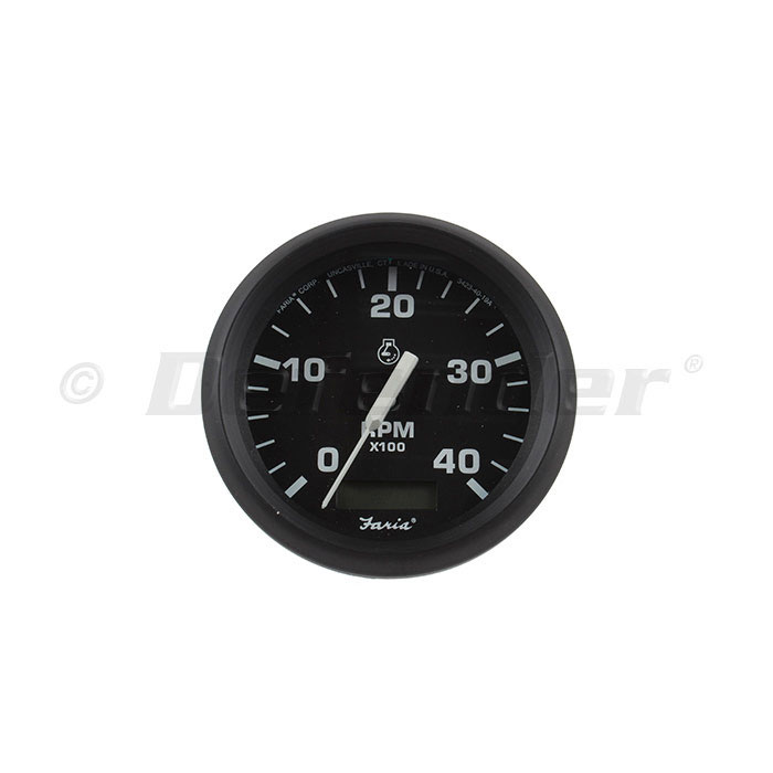 Faria Euro Black 4000 RPM Diesel Tachometer with Hourmeter