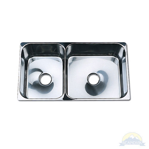 Scandvik 10228 Mirror Finish Stainless Steel Double Sink