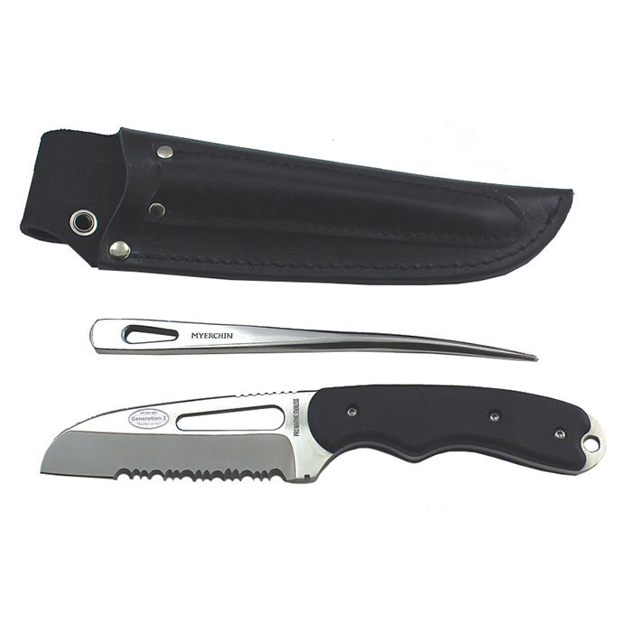 Myerchin Gen-2 Fixed Knife Offshore System -Serrated Blade G10 Black Composite