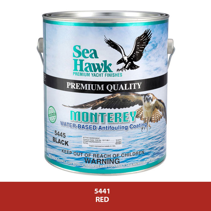 Sea Hawk Monterey Water Based Antifouling Bottom Paint - Red Gallon