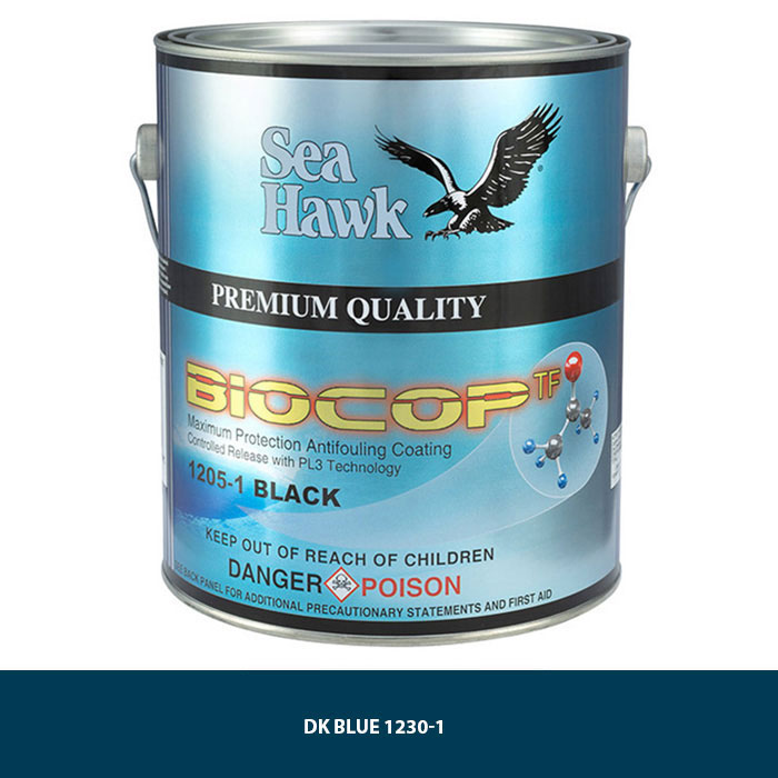 Sea Hawk Biocop TF Dual Biocide Antifouling Bottom Paint - Dark Blue Gallon