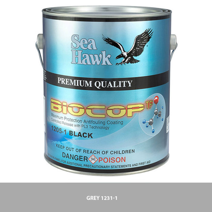 Sea Hawk Biocop TF Dual Biocide Antifouling Bottom Paint - Gray Gallon