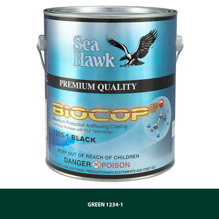 Sea Hawk Biocop TF Dual Biocide Antifouling Bottom Paint - Green Gallon