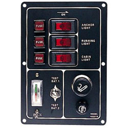 Sea-Dog 2-Bank Battery Tester with Rocker Switch Panel