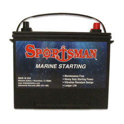 Sportsman Starting Marine Battery 12 Volt Lead Acid, Group 24 - 75 Amp Hr