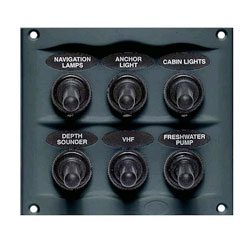 BEP 900 Compact Series 6 Way Spray Proof Switch Panel - Fused - Gray