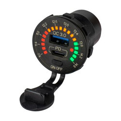 Sea-Dog Rainbow Voltmeter with USB 3.0 & USB-C Power Socket