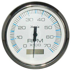 Johnson/Evinrude Outboard 7000 RPM Gas White 4 Faria 33850 Chesapeake Stainless Steel Tachometer with SystemCheck Indicator 