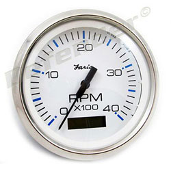 FARIA Tachometer 4000 RPM Gauge w/ Digital Hour Meter Marine