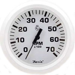 Faria Dress White 7000 RPM Tachometer