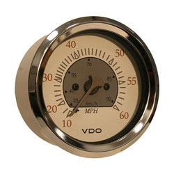 VDO Allentare Pitot Speedometer Gauge - Illuminated - 60 MPH White-Gray/Chrome
