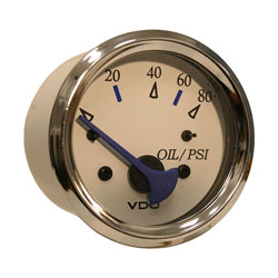 VDO Allentare Oil Pressure Gauge - Illuminated - White / Chrome