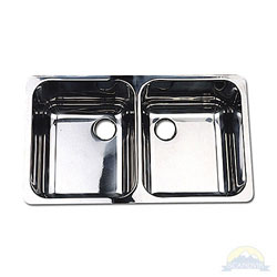 Scandvik 10239 Mirror Finish Stainless Steel Double Sink