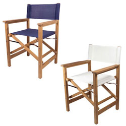 SeaTeak Folding Director's Chair with Fabric Seat and Back