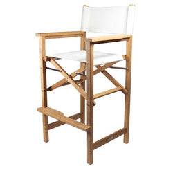 SeaTeak Folding Captain's Chair with Fabric Seat and Back