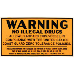 Bernard Marine Regulation Placard - No Illegal Drugs on Vessel