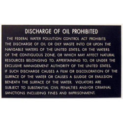 Bernard Marine Regulation Placard - Discharge Of Oil from Vessel