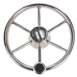 YaeGarden Stainless Steel Boat Steering Wheel 3 Spoke Sports Steering Wheel with Turning Knob 7300S2 Knob 