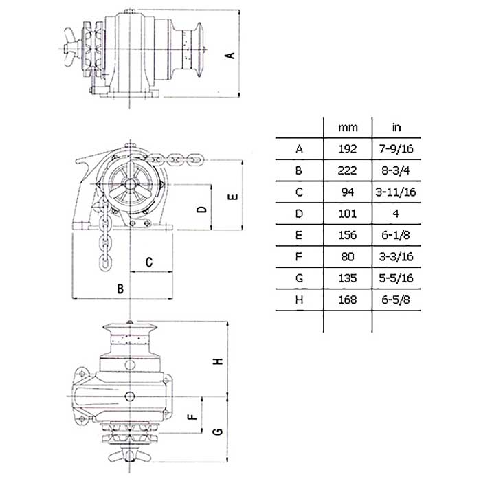 Lofrans Royal Horizontal Manual Windlass - 5/16 Inch PC