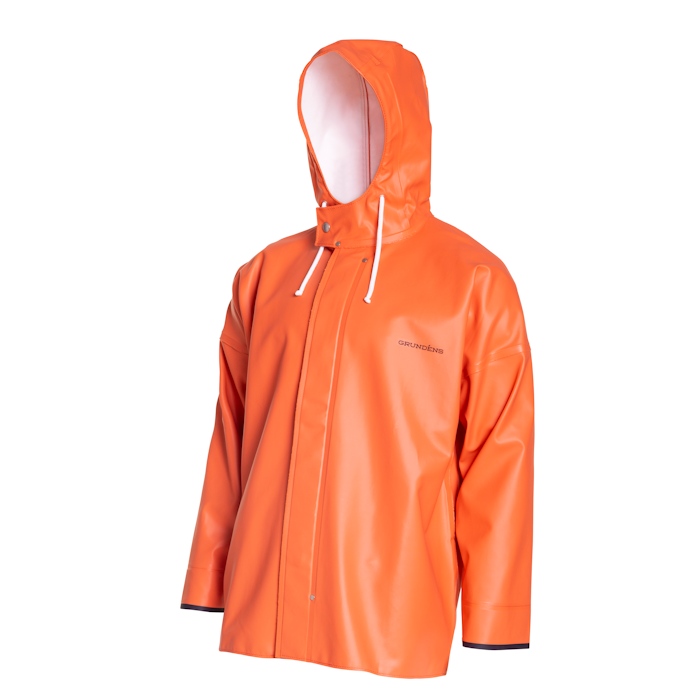 Grundens Brigg 40 Men's Hooded Jacket - Orange, Large