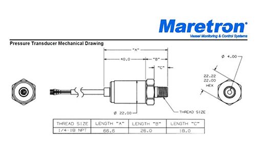 Maretron Pressure Transducer (PT-0-5000PSI-01)