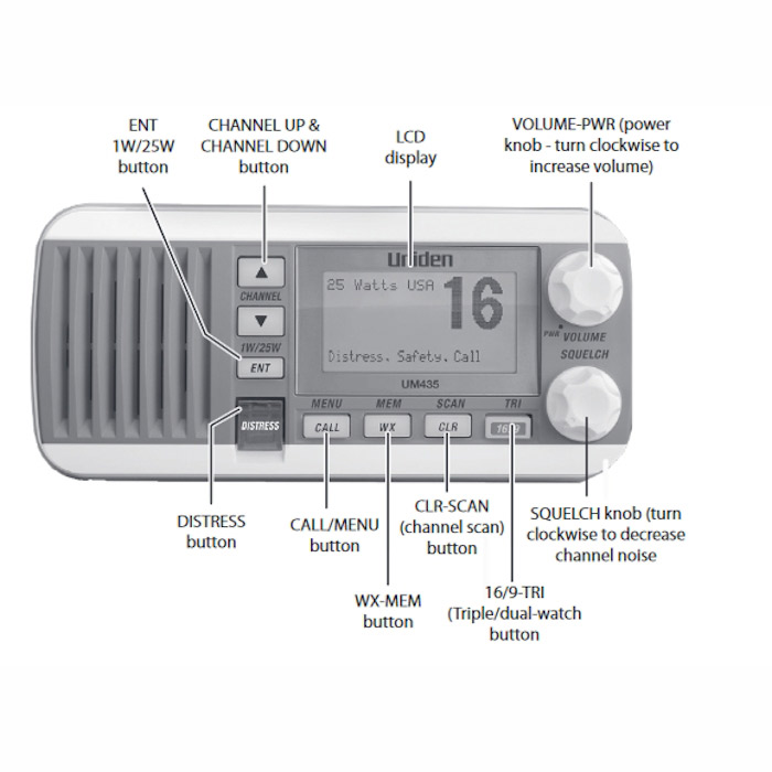 Uniden UM435 Fixed-Mount VHF Radio - Black