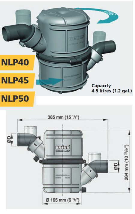 Vetus NLP Waterlock Muffler - 60 mm 2.6 Gallons