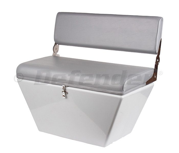 Defender Fiberglass Bench Seat & Folding Backrest - Gray