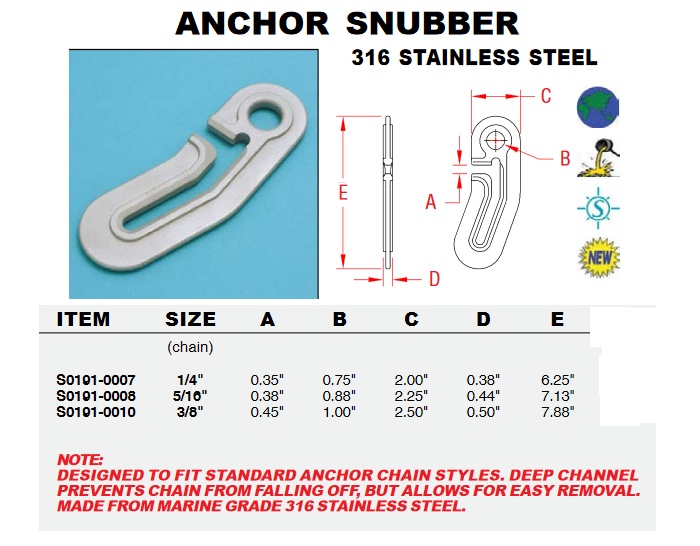 Suncor Anchor Snubber Hook - 5/16 Inch