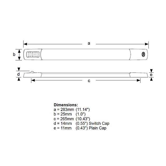 Hella marine Surface Mount Strip Lamp w/ Switch - Int. / Ext. - White