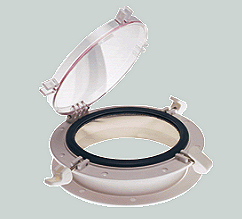 Beckson Newport Self-Drain Round Opening Port 8RD - White Clear