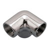 Suncor Stainless Steel 3-Way Rail Corner - 7/8" Tubing, 90 Degree
