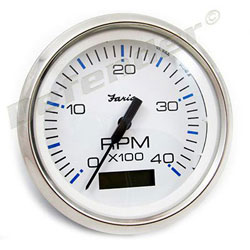 White SS Faria 33842 Chesapeake Tachometer 4000 RPM Gauge 4 White SS Faria 33842 Chesapeake Tachometer 4000 RPM Gauge 4