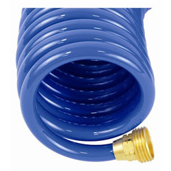 HoseCoil 15ft Blue Self Coiling Hose w//Flex Relief