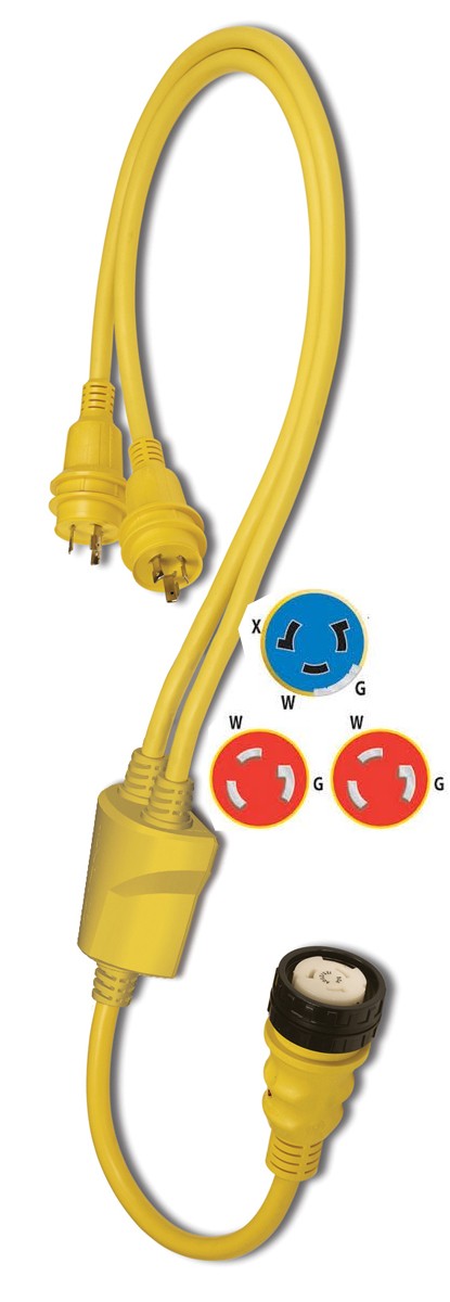 Marinco Reverse Y Adapter (2) 30 Amp Male to (1) 50 Amp ...