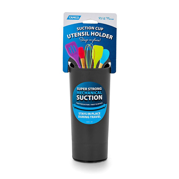 Cans Camco Holder with Mechanical Suction Provides a Secure Location for Your Beverage-Compatible with Most Cups Bottles and Tumblers-White 53084